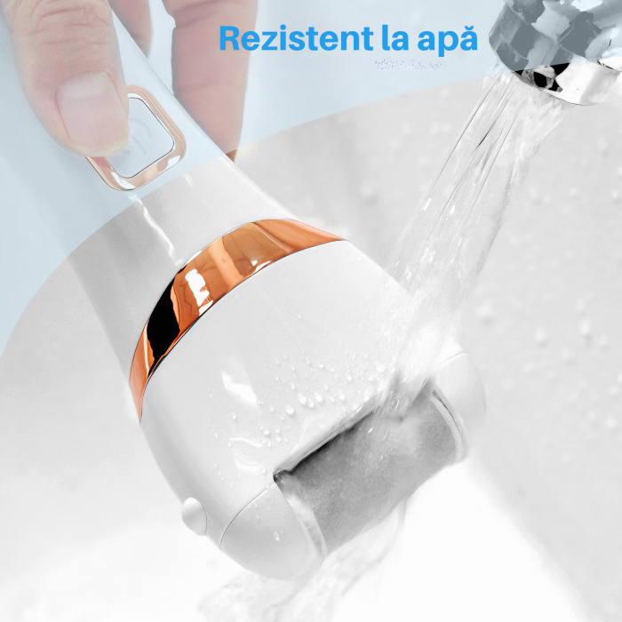 Pila Electrica VarioShop® Pentru Ingrijirea Calcaielor si Talpilor, Afisaj LCD 3 Capete Diferite, Reincarcabila, Fara fir, Rezistenta la Apa, Culoare Alb [12]