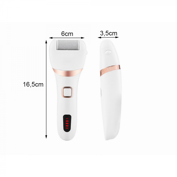 Pila Electrica VarioShop® Pentru Ingrijirea Calcaielor si Talpilor, Afisaj LCD 3 Capete Diferite, Reincarcabila, Fara fir, Rezistenta la Apa, Culoare Alb [2]