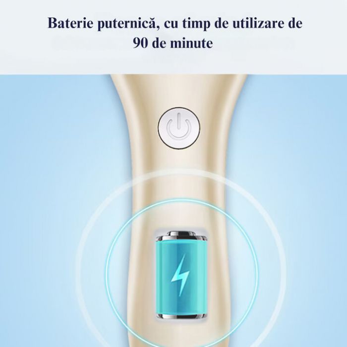 Pila electrica VarioShop®, pentru talpi si calcaie, afisaj LED, acumulator, 2 viteze, 2000 rot/min, 3 capete incluse, impermeabil, auriu [7]