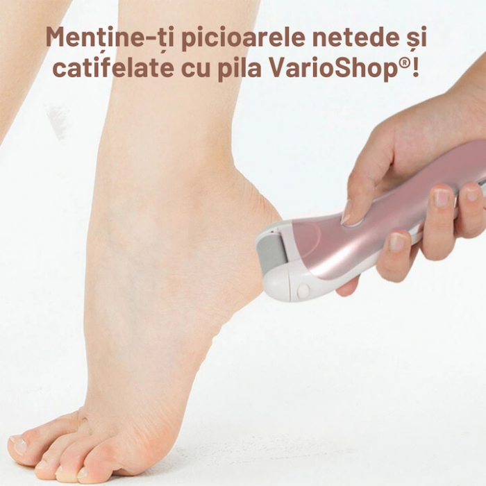 Pila electrica VarioShop®, pentru talpi si calcaie, afisaj LED, acumulator, 2 viteze, 2000 rot/min, 3 capete incluse, impermeabil, roz [18]