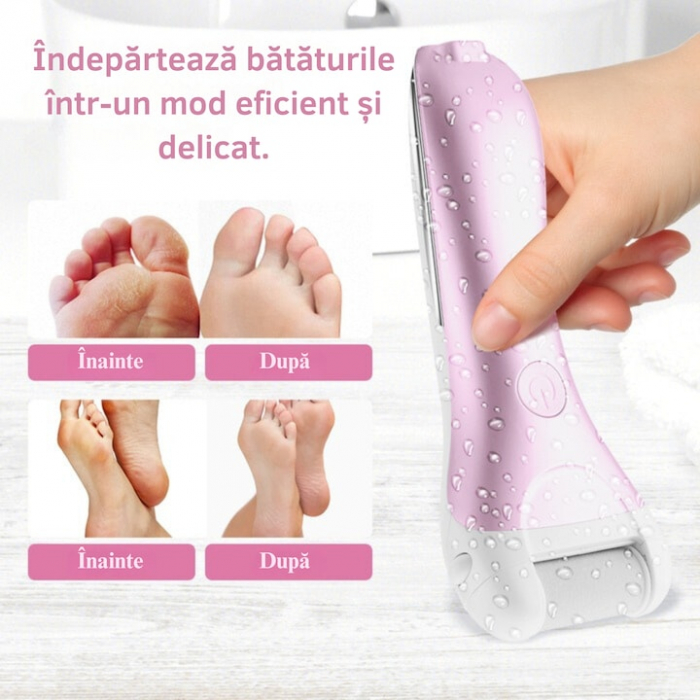 Pila electrica VarioShop®, pentru talpi si calcaie, afisaj LED, acumulator, 2 viteze, 2000 rot/min, 3 capete incluse, impermeabil, roz [5]