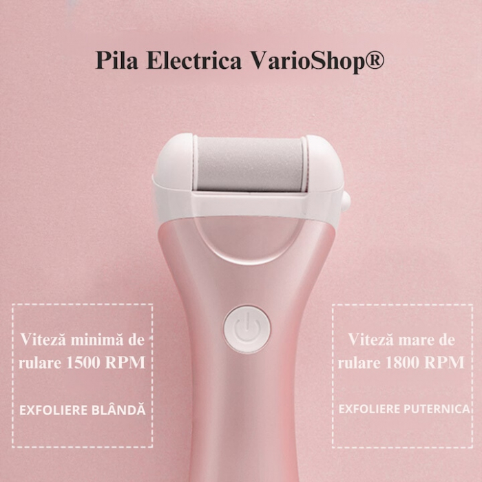Pila electrica VarioShop®, pentru talpi si calcaie, afisaj LED, acumulator, 2 viteze, 2000 rot/min, 3 capete incluse, impermeabil, roz [3]