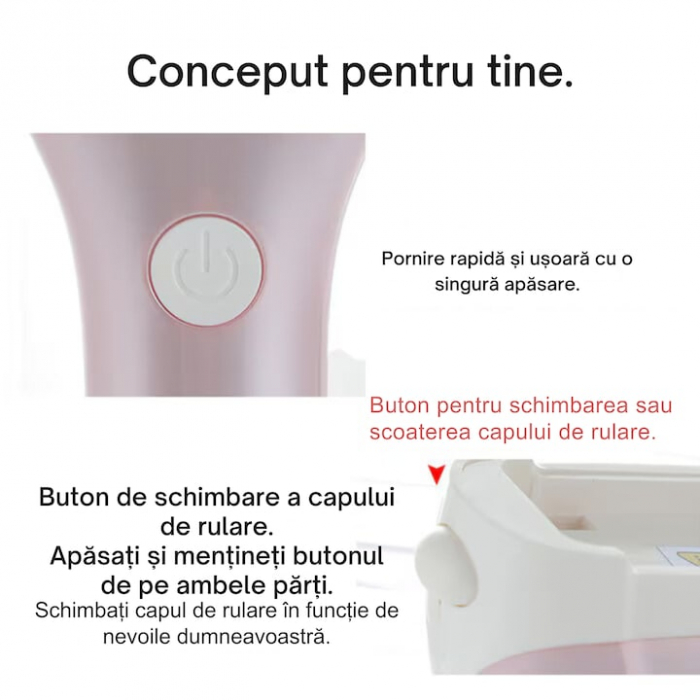 Pila electrica VarioShop®, pentru talpi si calcaie, afisaj LED, acumulator, 2 viteze, 2000 rot/min, 3 capete incluse, impermeabil, roz [16]
