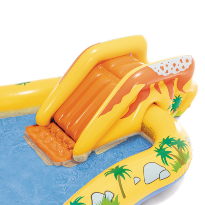 Piscina gonflabila copii VarioShop®, loc de joaca 5 in 1, cu tobogan, fantana, perdea de apa si baschet, 249x191x109 cm [10]