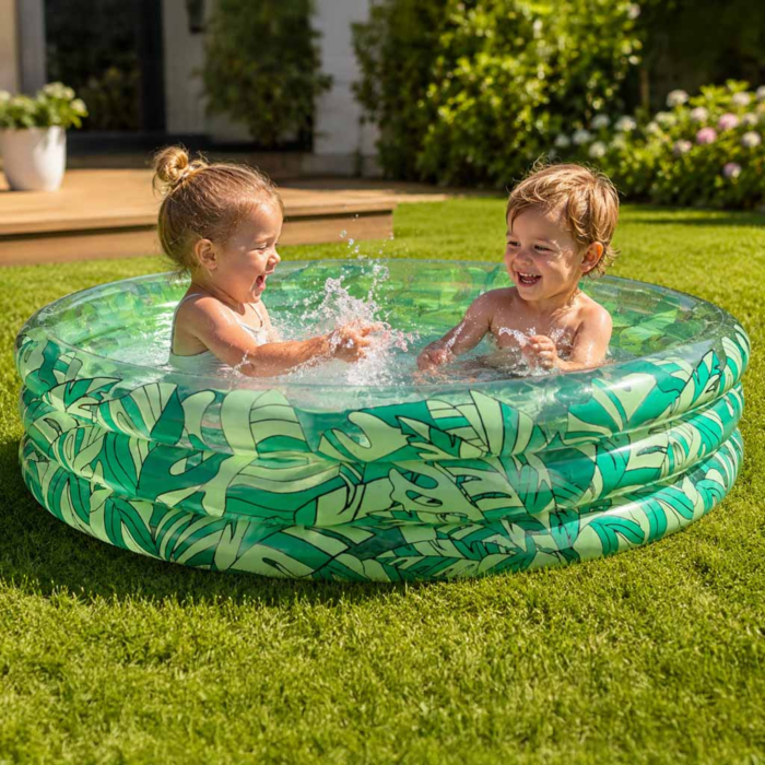 Piscină gonflabilă pentru copii VarioShop®, 3 inele gonflabile, instalare rapidă, model tropical, diametru 150 cm [4]