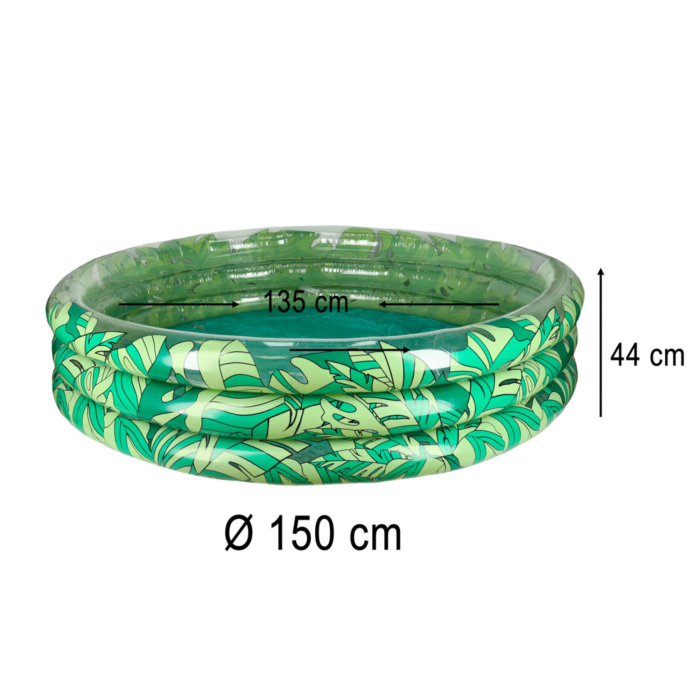 Piscină gonflabilă pentru copii VarioShop®, 3 inele gonflabile, instalare rapidă, model tropical, diametru 150 cm [3]