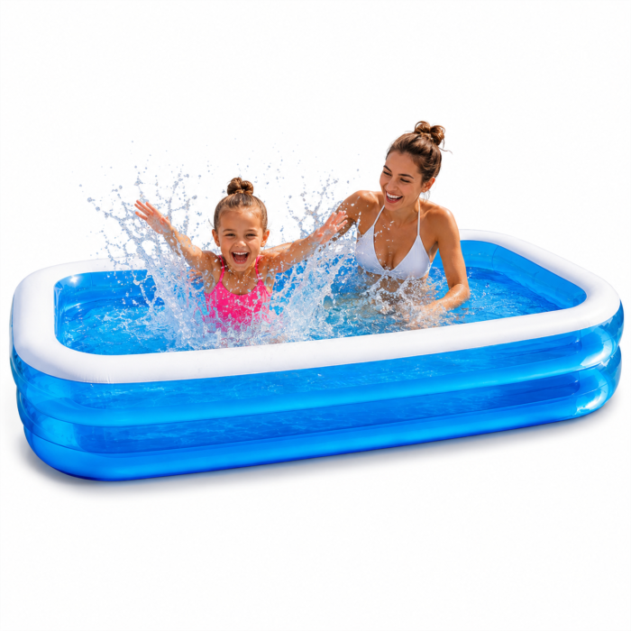 Piscina gonflabila dreptunghiulara VarioShop®, pentru exterior, gradina si curte, capacitate 700 L, PVC 0,25 mm, 262 x 175 x 50 cm, albastru [7]