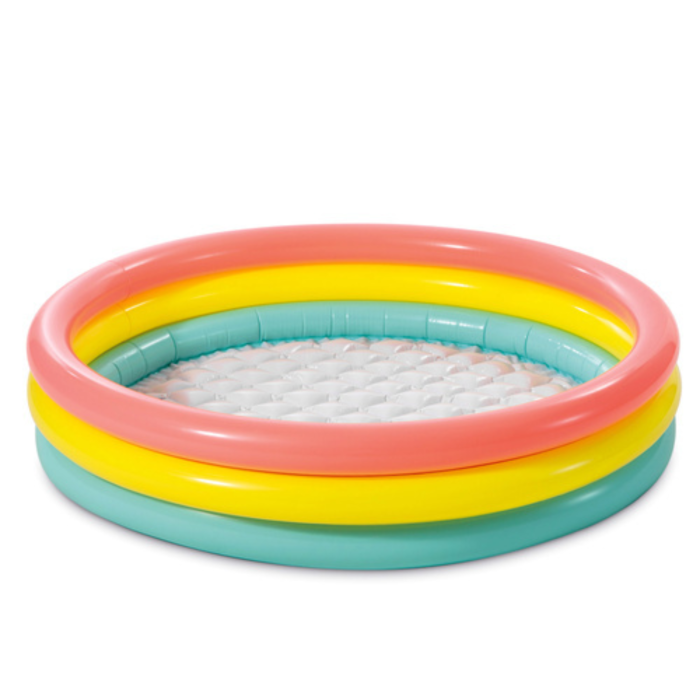 Piscina gonflabila pentru copii VarioShop®, 114 x 25 cm, 3 inele gonflabile, fund moale, capacitate 131 L, PVC rezistent, multicolor [10]
