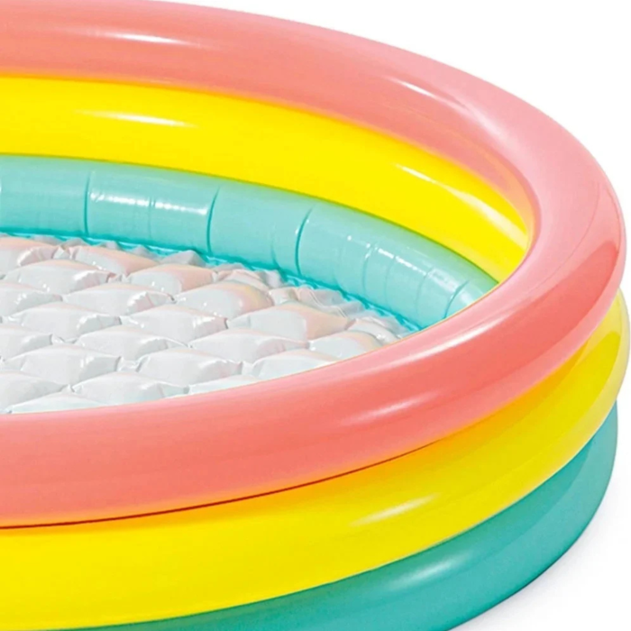 Piscina gonflabila pentru copii VarioShop®, 114 x 25 cm, 3 inele gonflabile, fund moale, capacitate 131 L, PVC rezistent, multicolor [8]