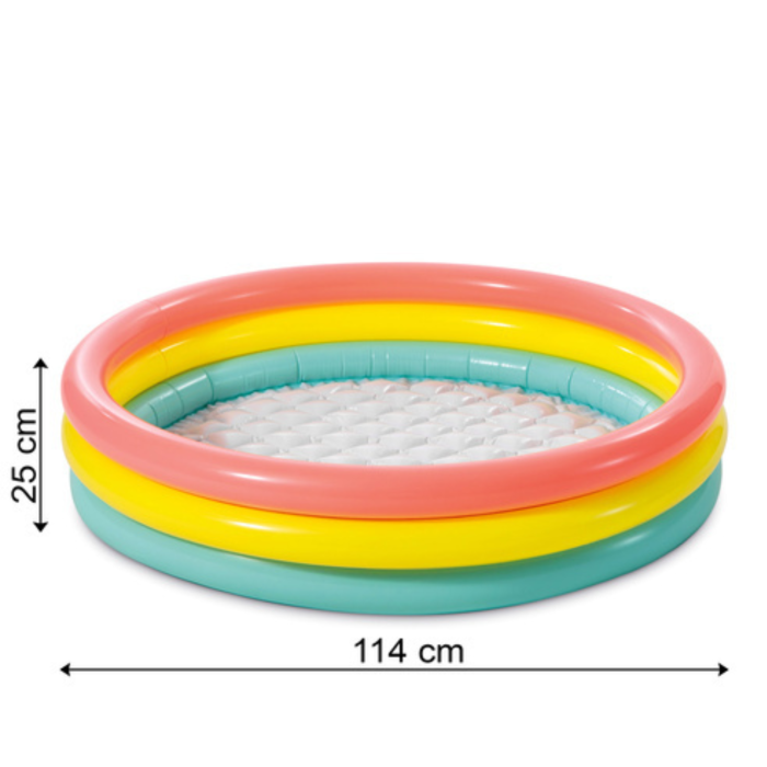 Piscina gonflabila pentru copii VarioShop®, 114 x 25 cm, 3 inele gonflabile, fund moale, capacitate 131 L, PVC rezistent, multicolor [2]