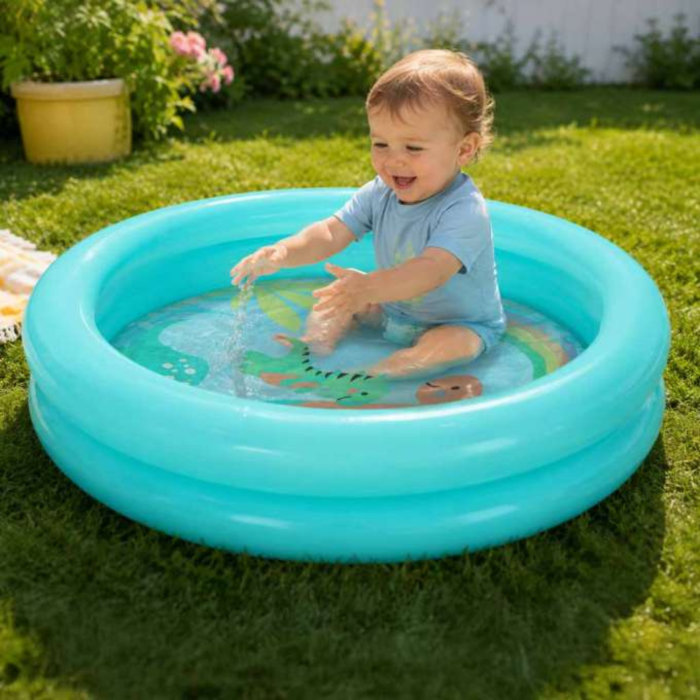 Piscină gonflabilă pentru copii VarioShop®,pentru grădină și balcon, de la 2 ani, din PVC, 21L, 61x15 cm, bleu [8]