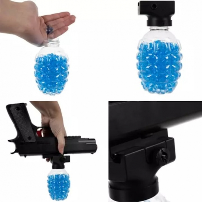 Pistol cu Bile Gel si Gloante din Spuma VarioShop®, Raza de actiune 15 m, Ochelari de protectie, 6000 de bile cu Gel, 5 Gloante moi, Diametru 7-8 mm, Accesorii incluse, Dimensiuni 40 x 26.5 x 4 cm, Ca [7]