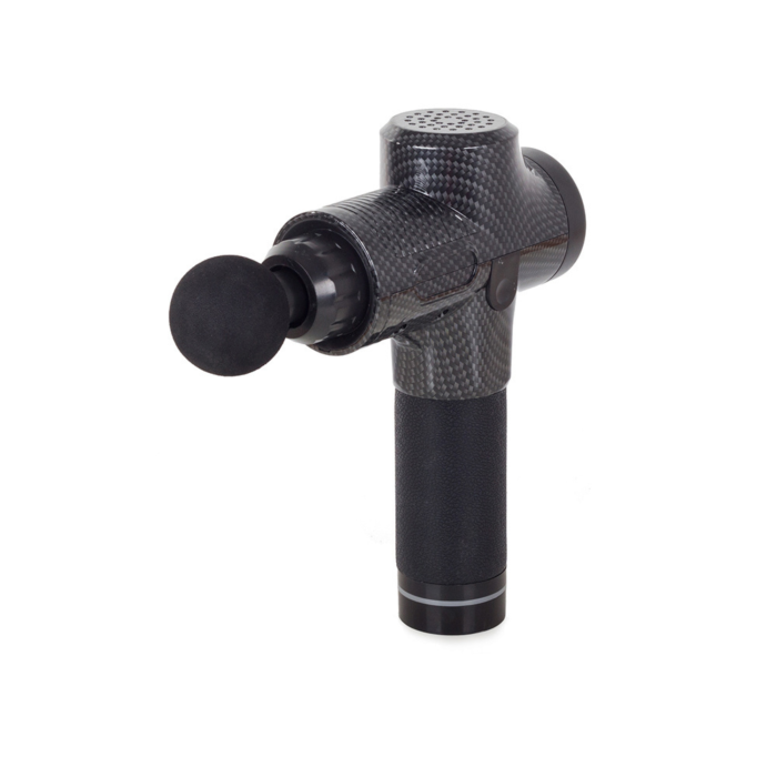 Pistol de masaj corporal profesional LCD VarioShop®, 30 nivele de viteza, 6 capete interschimbabile, functionare silentioasa, set complet cu husa, Negru [15]