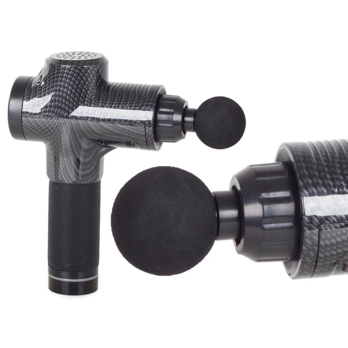 Pistol de masaj corporal profesional LCD VarioShop®, 30 nivele de viteza, 6 capete interschimbabile, functionare silentioasa, set complet cu husa, Negru [14]