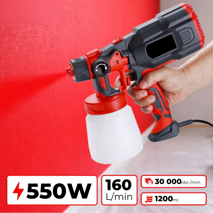 Pistol electric de vopsit VarioShop®, 3 duze incluse 1.0/1.8/2.5 mm, debit reglabil, 3 modele pulverizare, rezervor detasabil, pentru vopsele si lacuri [4]