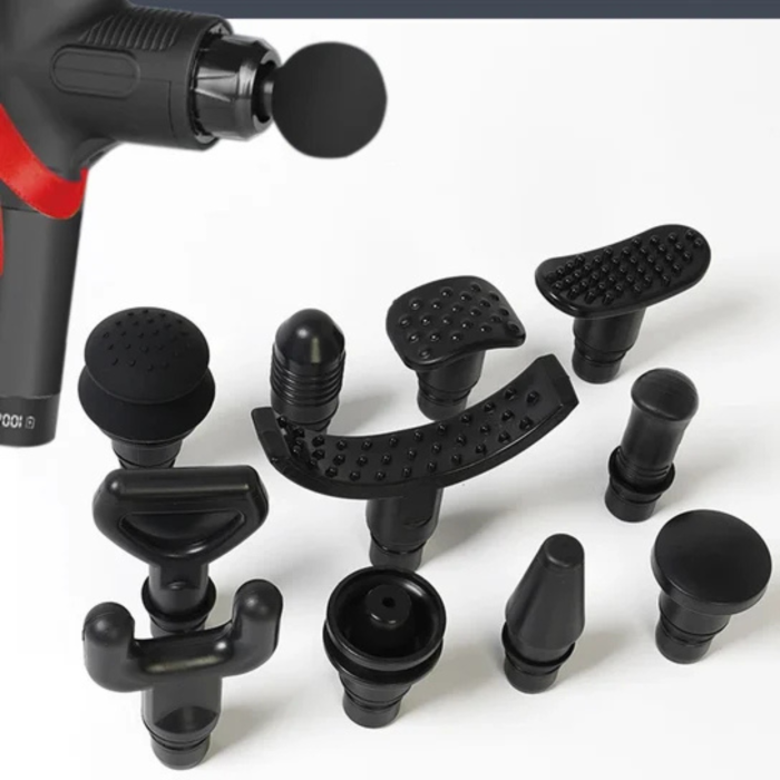 Pistol masaj corporal VarioShop® negru profesional, ecran tactil, 12 capete interschimbabile, masaj percutie profund, intensitati multiple, recuperare musculara si relaxare, portabil cu husa transport [5]