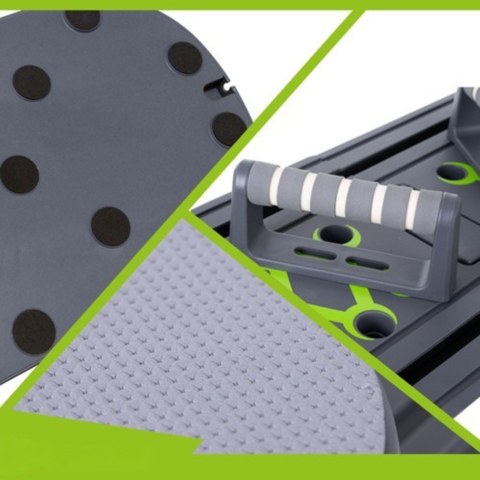 Placa Multifunctionala Pilates  VarioShop®, cu Manere, Role pentru Abdomene, Benzi Elastice, Pliabila, Antiderapanta, pentru Fitness si Antrenament Acasa, 97x35 cm, Gri [12]