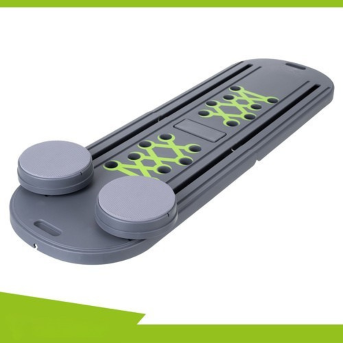 Placa Multifunctionala Pilates  VarioShop®, cu Manere, Role pentru Abdomene, Benzi Elastice, Pliabila, Antiderapanta, pentru Fitness si Antrenament Acasa, 97x35 cm, Gri [11]