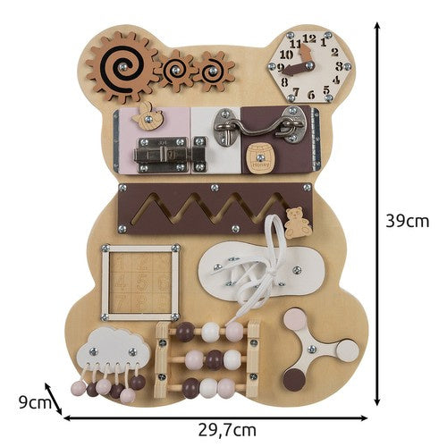 Placa senzoriala busy board, dezvoltarea motricitatii fine, Montessori, ursulet, 39 x 29.7 x 9 cm [5]