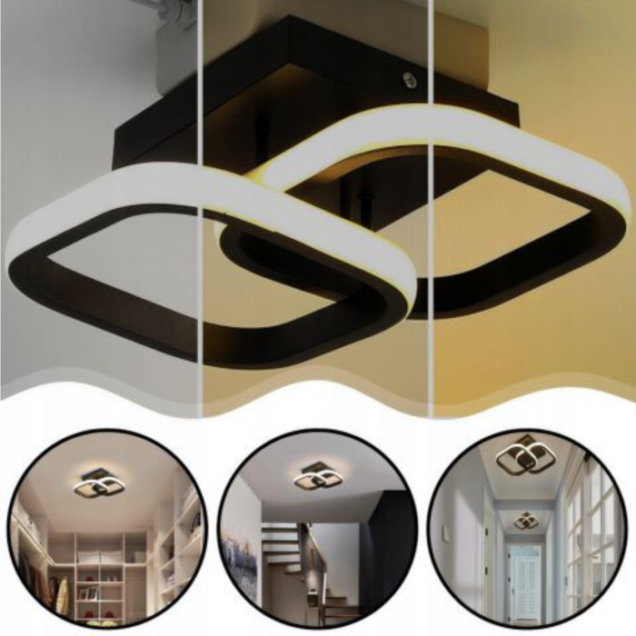 Plafoniera LED 24W Neagra, Lumina Rece Neutra Calda, 24x24x9 cm, Varioshop®, Lampa Tavan pentru Living Dormitor Bucatarie, Economie Energie [7]