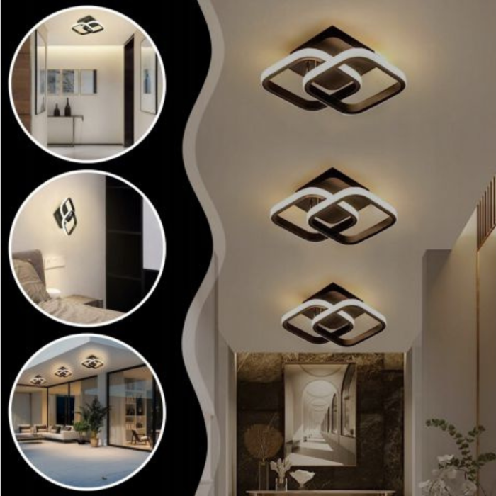 Plafoniera LED 24W Neagra, Lumina Rece Neutra Calda, 24x24x9 cm, Varioshop®, Lampa Tavan pentru Living Dormitor Bucatarie, Economie Energie [6]