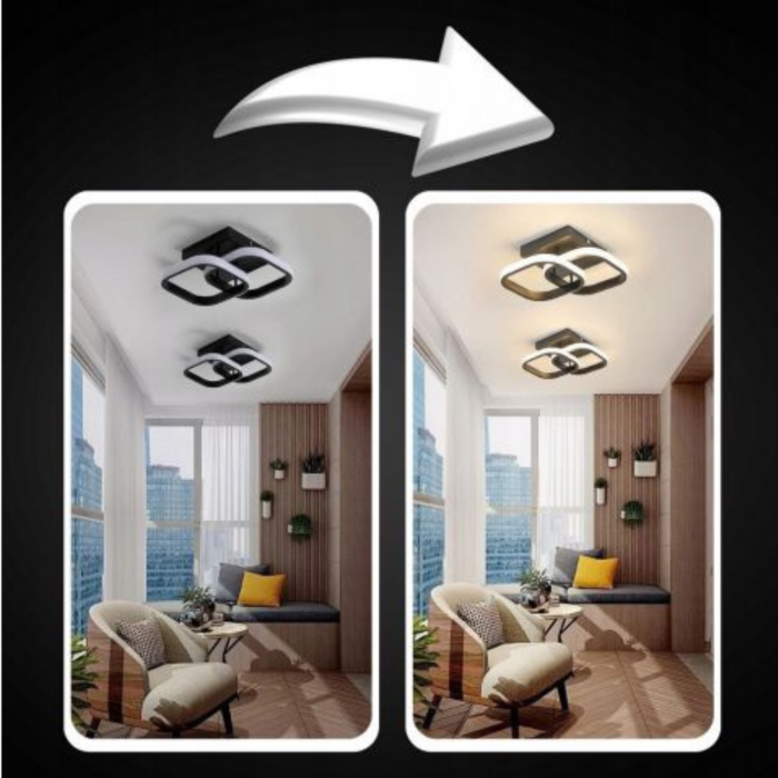 Plafoniera LED 24W Neagra, Lumina Rece Neutra Calda, 24x24x9 cm, Varioshop®, Lampa Tavan pentru Living Dormitor Bucatarie, Economie Energie [4]