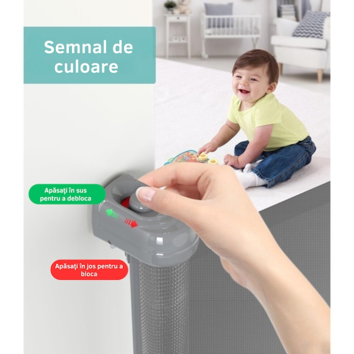 Poarta de siguranta extensibila/rulou VarioShop®, protectie universala pentru copii si animale, accesorii incluse, max 160 cm, Gri [4]