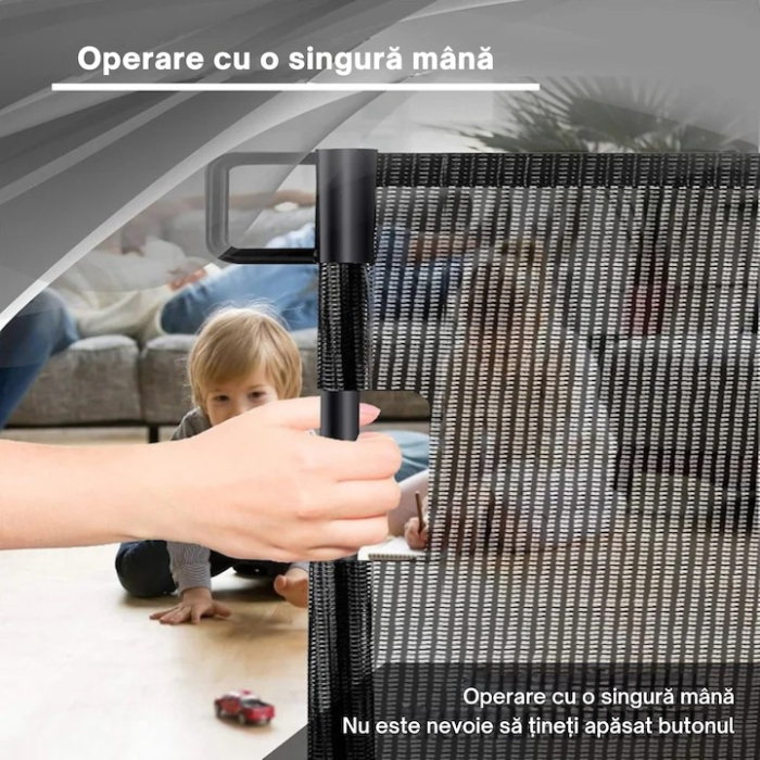 Poarta de siguranta extensibila/rulou VarioShop®, protectie universala pentru copii si animale, accesorii incluse, max 160 cm, Negru [2]