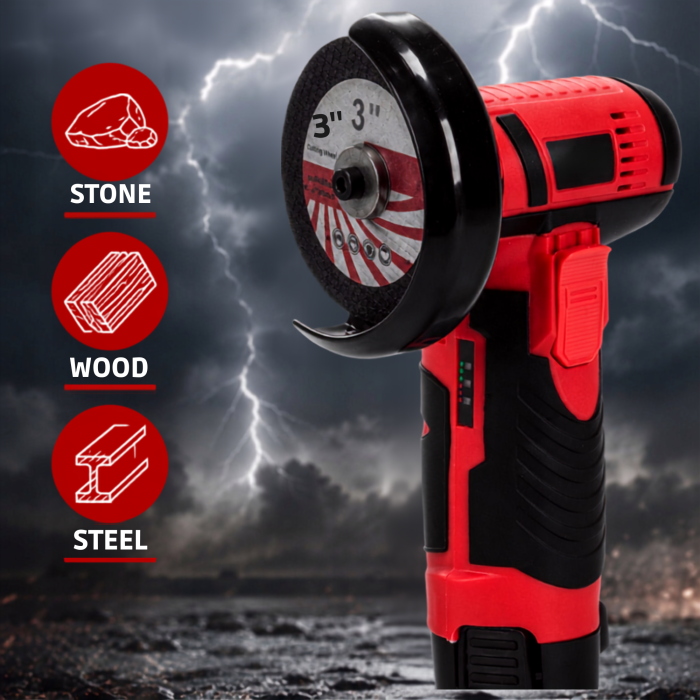 Polizor unghiular fara fir VarioShop®, pentru taiere si slefuire metal, lemn, piatra si plastic, disc 75 mm, 12V, 800W, 2 baterii, rosu/negru [6]