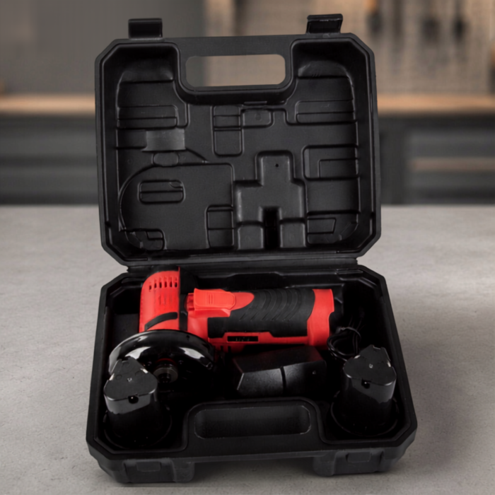 Polizor unghiular fara fir VarioShop®, pentru taiere si slefuire metal, lemn, piatra si plastic, disc 75 mm, 12V, 800W, 2 baterii, rosu/negru [2]