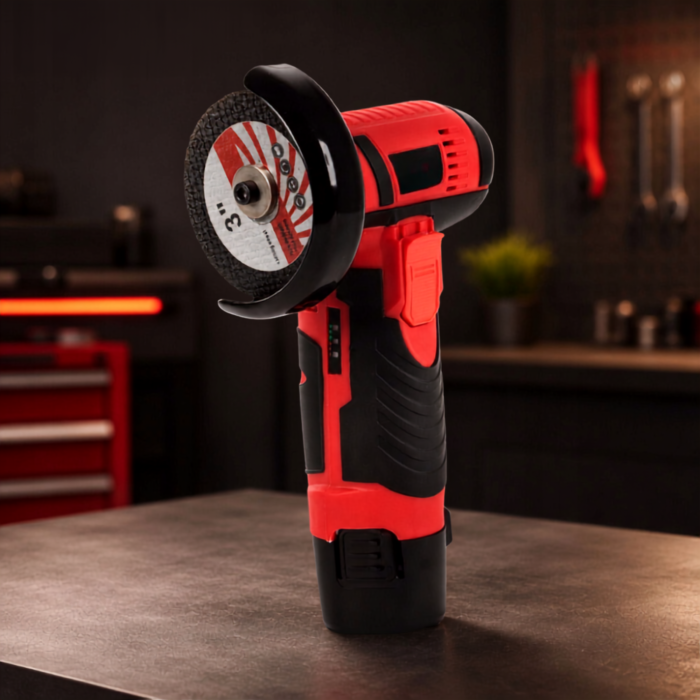 Polizor unghiular fara fir VarioShop®, pentru taiere si slefuire metal, lemn, piatra si plastic, disc 75 mm, 12V, 800W, 2 baterii, rosu/negru [8]