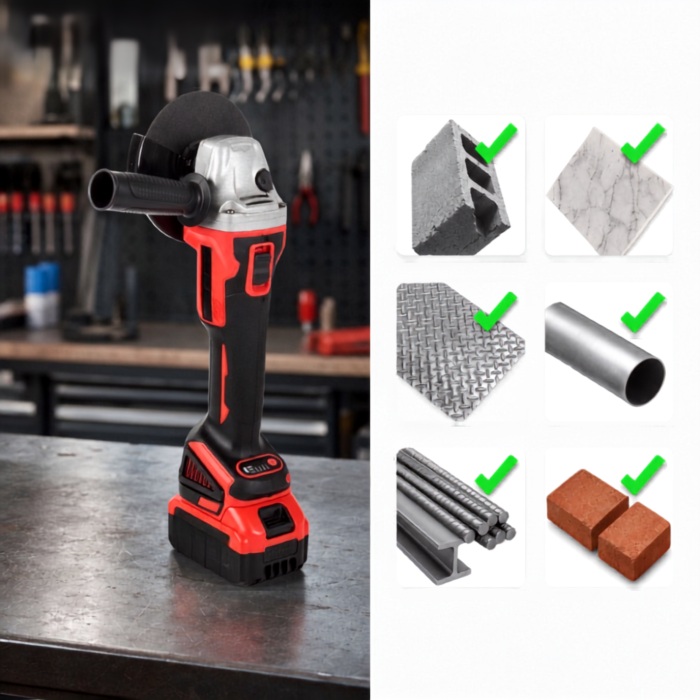 Polizor unghiular fara perii VarioShop®, pentru taiere si slefuire metal, beton si piatra, disc 125 mm, 21V, 2 baterii 3.0Ah, rosu/negru [11]