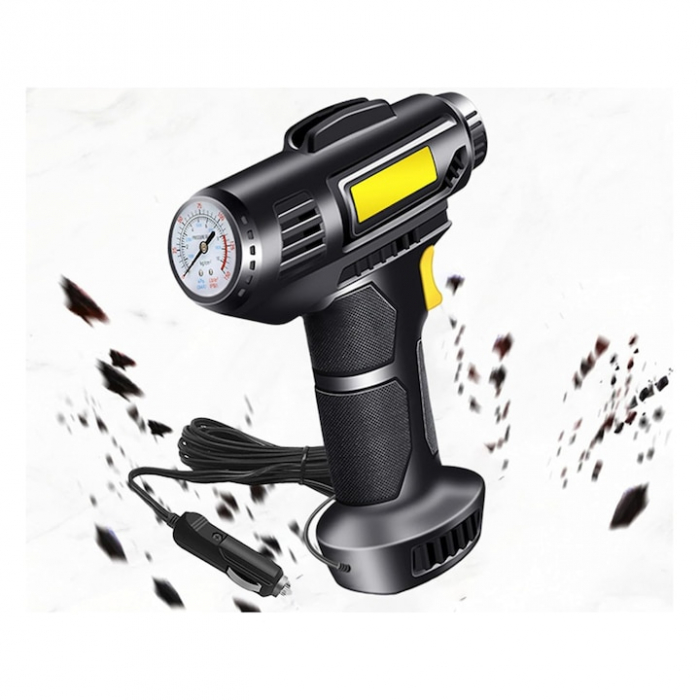 Pompa aer auto electrica VarioShop®, Afisaj digital LCD, Manometru digital, Lanterna, Incarcare si oprire automata, Umplere rapida cu aer, 35 L/min, alimentare la bricheta masinii, ABS, Negru [13]
