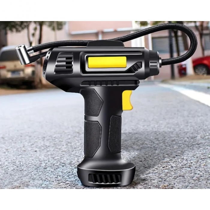 Pompa aer auto electrica VarioShop®, Afisaj digital LCD, Manometru digital, Lanterna, Incarcare si oprire automata, Umplere rapida cu aer, 35 L/min, alimentare la bricheta masinii, ABS, Negru [9]