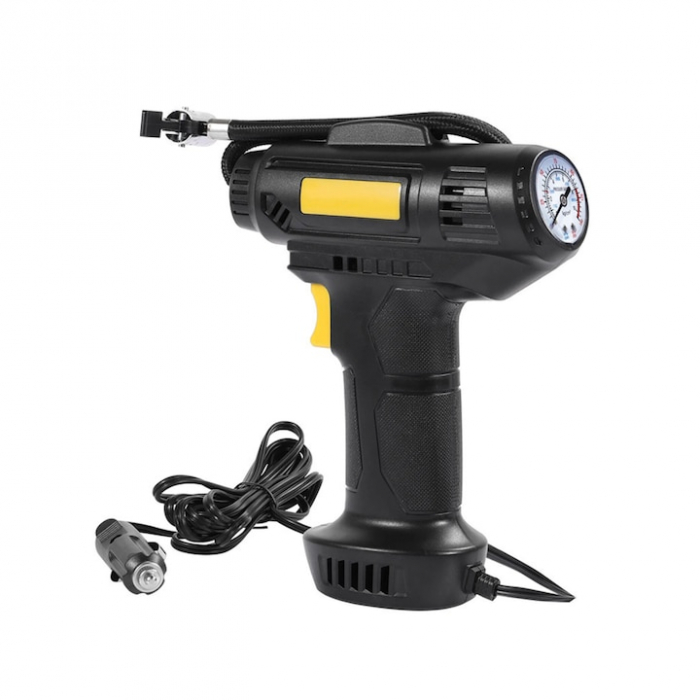 Pompa aer auto electrica VarioShop®, Afisaj digital LCD, Manometru digital, Lanterna, Incarcare si oprire automata, Umplere rapida cu aer, 35 L/min, alimentare la bricheta masinii, ABS, Negru [10]