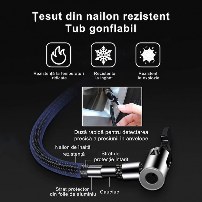 Pompa aer auto electrica VarioShop®, Afisaj digital LCD, Manometru digital, Lanterna, Incarcare si oprire automata, Umplere rapida cu aer, 35 L/min, alimentare la bricheta masinii, ABS, Negru [2]