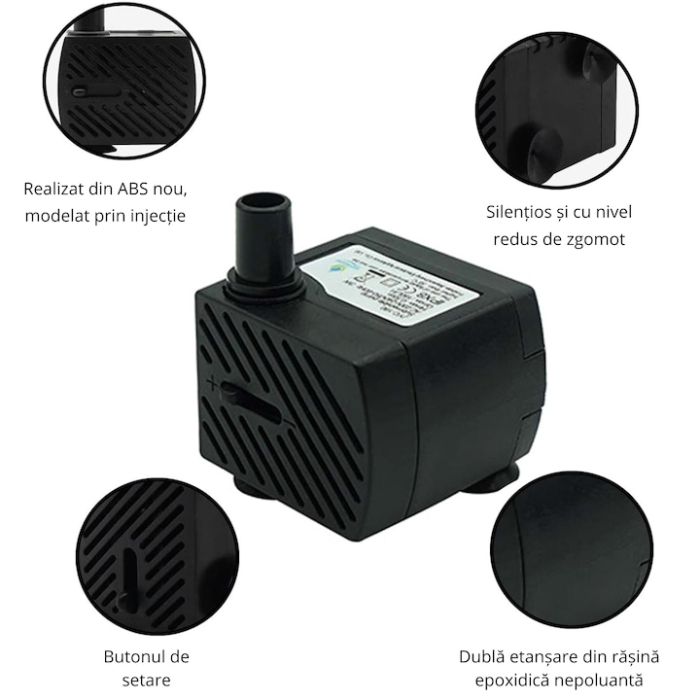 Pompa de aer pentru acvariu 2, 5W, 160 L/h VarioShop®, oxigenare silentioasa si eficienta, pentru pesti si plante acvatice [3]