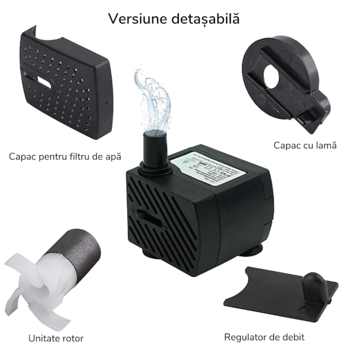 Pompa de aer pentru acvariu 2, 5W, 160 L/h VarioShop®, oxigenare silentioasa si eficienta, pentru pesti si plante acvatice [2]