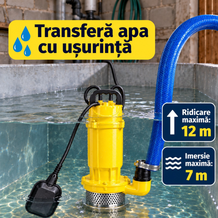 Pompa de apa submersibila VarioShop®, 750W, pentru fantani si rezervoare, debit maxim 5000 l/h, inaltime de pompare 12 m, cu plutitor [5]