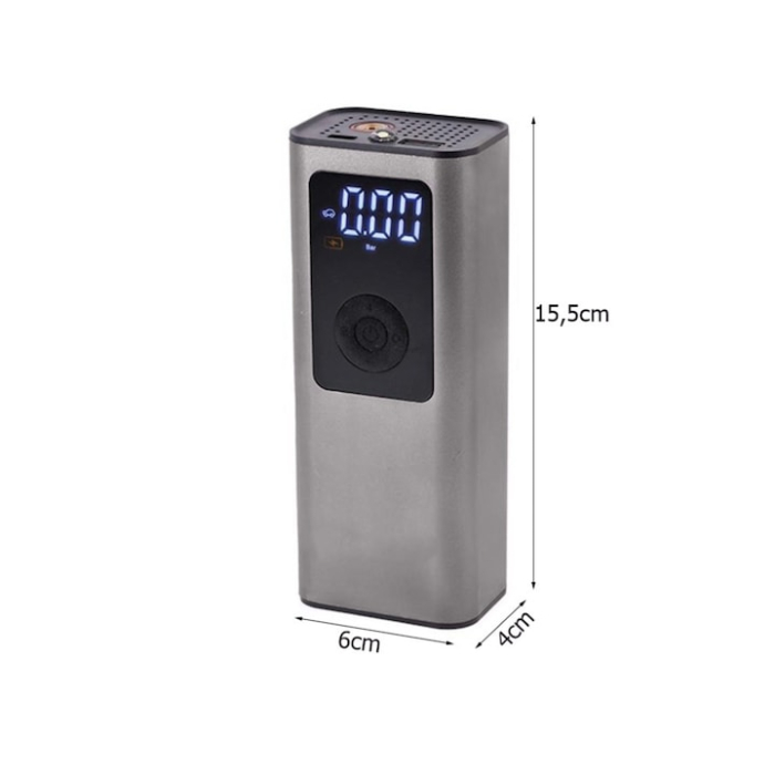 Pompa electrica portabila reincarcabila cu afisaj LCD VarioShop®, 150 PSI/10 BAR, cu functie de oprire automata si lanterna LED, ideala pentru masini, biciclete, mingi si trotineta electrica, Negru [8]