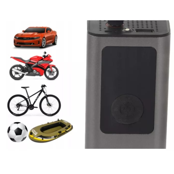 Pompa electrica portabila reincarcabila cu afisaj LCD VarioShop®, 150 PSI/10 BAR, cu functie de oprire automata si lanterna LED, ideala pentru masini, biciclete, mingi si trotineta electrica, Negru [3]