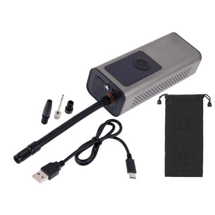 Pompa electrica portabila reincarcabila cu afisaj LCD VarioShop®, 150 PSI/10 BAR, cu functie de oprire automata si lanterna LED, ideala pentru masini, biciclete, mingi si trotineta electrica, Negru [7]