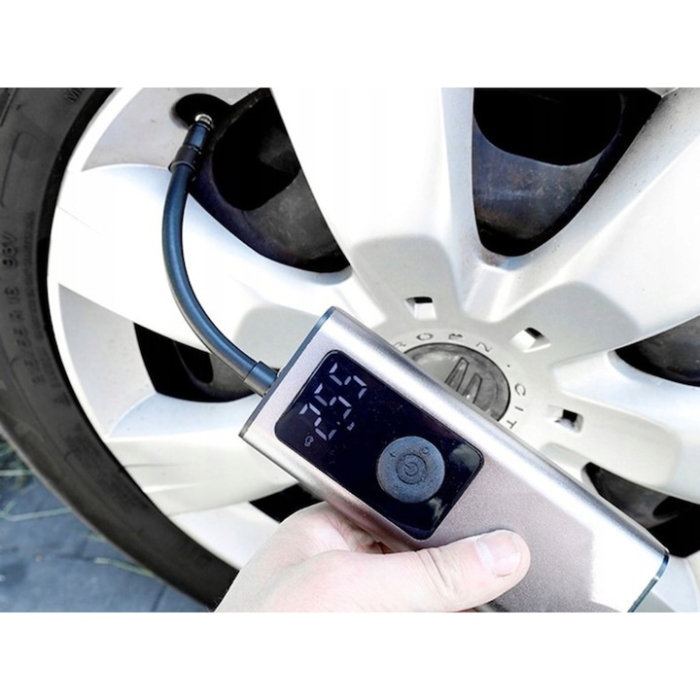 Pompa electrica portabila reincarcabila cu afisaj LCD VarioShop®, 150 PSI/10 BAR, cu functie de oprire automata si lanterna LED, ideala pentru masini, biciclete, mingi si trotineta electrica, Negru [4]