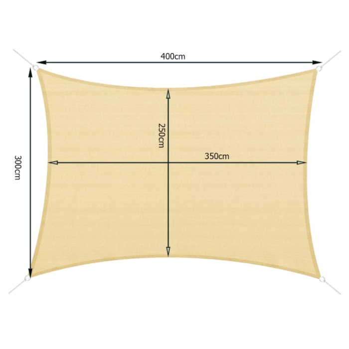 Prelata/Copertina crem impermeabila pentru soare 4 x 3 m VarioShop®, cu protectie UV, pentru gradina, terasa, piscina si camping, cu agatatoare, densitate 120 g/mp [8]