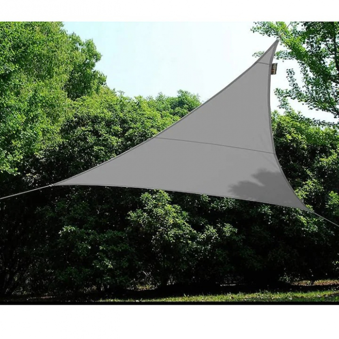 Prelata/Copertina de soare triunghiulara VarioShop®, impermeabila, cu protectie UV, pentru gradina, terasa, piscina si camping, material rezistent, 4x4x4m, gri [9]