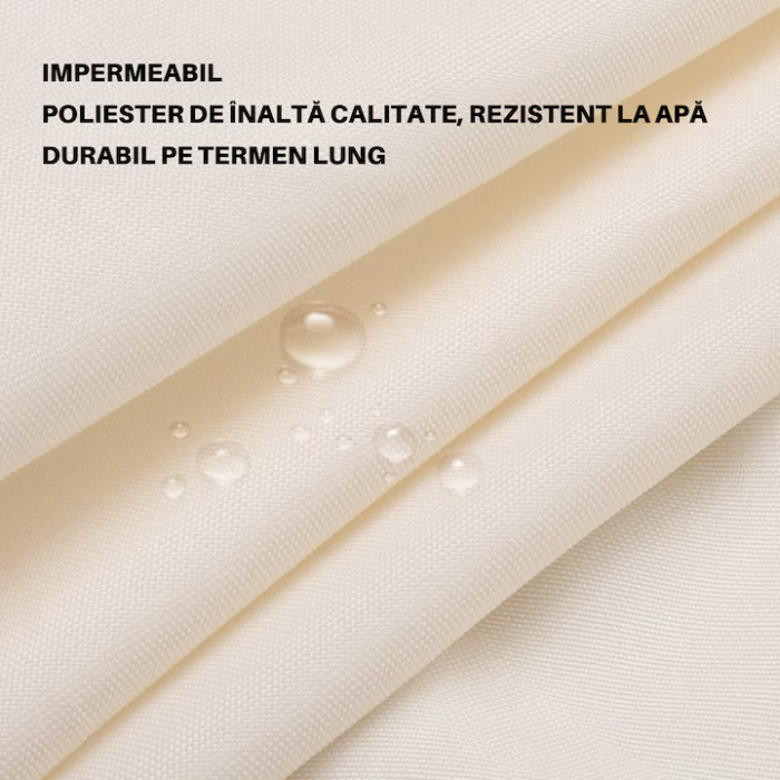 Prelata/Copertina impermeabila pentru soare VarioShop®, cu protectie UV, pentru gradina, terasa, piscina si camping, cu agatatoare, densitate 120 g/mp, dimensiune 3.6 x 3.6 m, Crem [5]