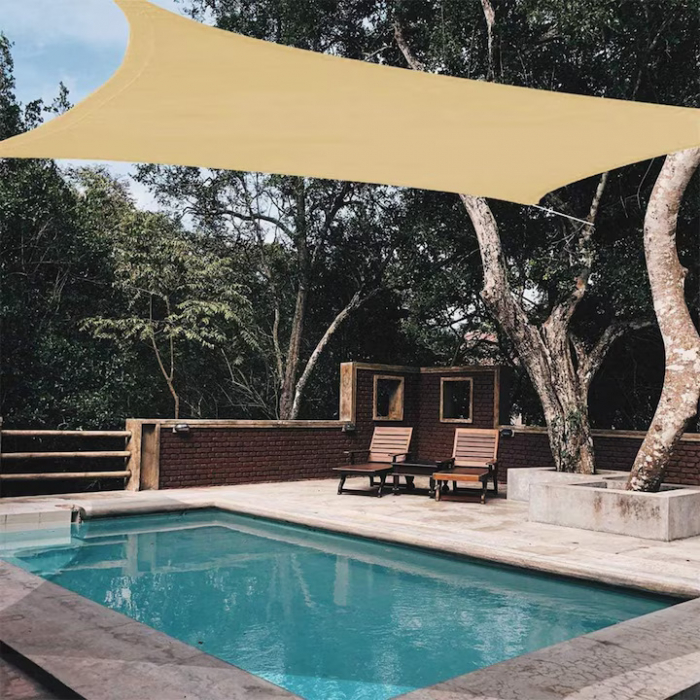 Prelata/Copertina crem impermeabila pentru soare 4 x 3 m VarioShop®, cu protectie UV, pentru gradina, terasa, piscina si camping, cu agatatoare, densitate 120 g/mp [5]