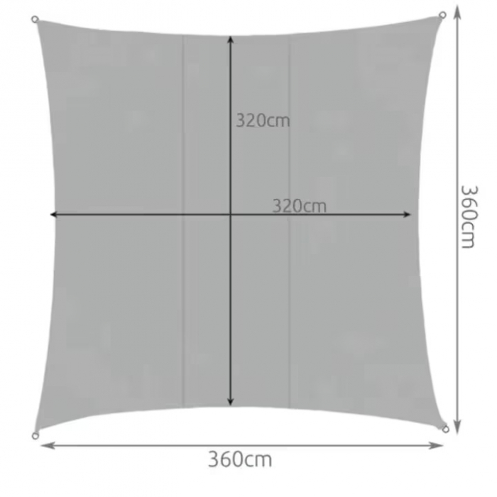 Prelata/Copertina impermeabila pentru soare VarioShop®, cu protectie UV, pentru gradina, terasa, piscina si camping, cu agatatoare, densitate 120 g/mp, dimensiune 3.6 x 3.6 m, Gri [9]