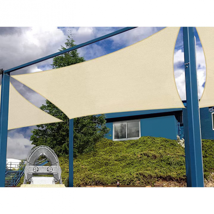Prelata/Copertina impermeabila pentru soare VarioShop®, cu protectie UV, pentru gradina, terasa, piscina si camping, cu agatatoare, densitate 120 g/mp, dimensiune 3 x 2 m, Crem [6]