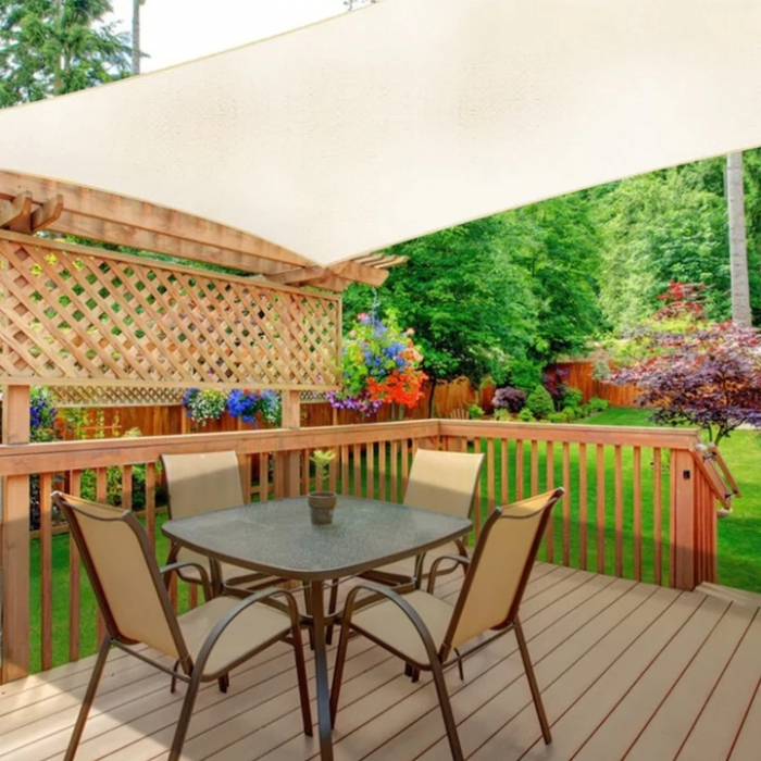 Prelata/Copertina impermeabila pentru soare VarioShop®, cu protectie UV, pentru gradina, terasa, piscina si camping, cu agatatoare, densitate 120 g/mp, dimensiune 3 x 2 m, Crem [13]